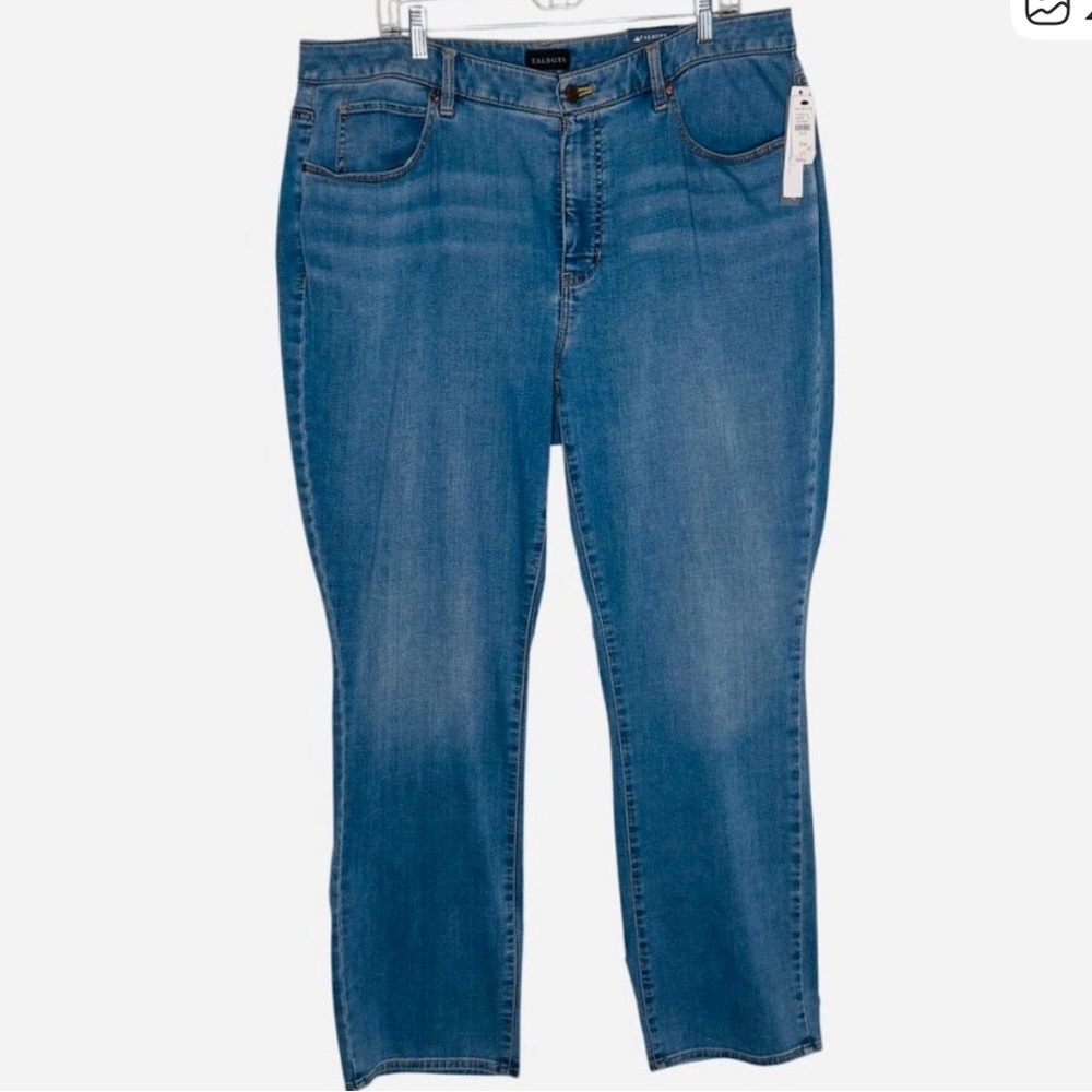 NWT Talbots Jeans Woman's 16W Plus Denim Distressed High Waist Straight Leg